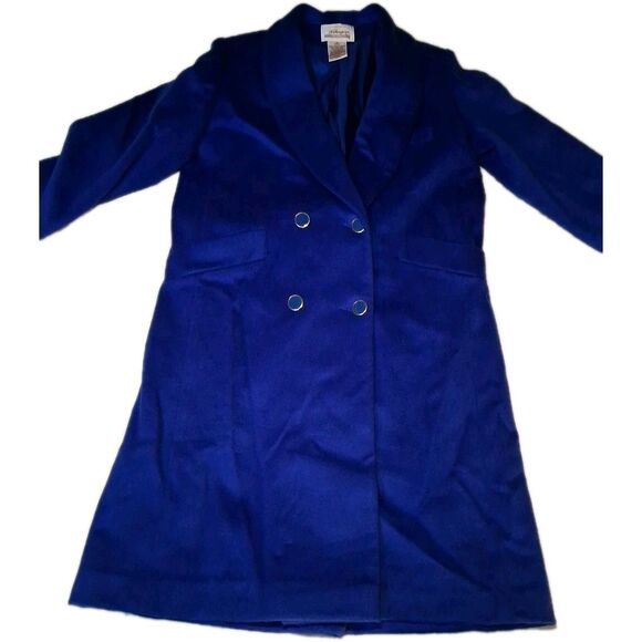 WORTHINGTON Double Breasted Wool Blend Trench Coat Size 6 Petite 6P  Cobalt Blue - Picture 3 of 6